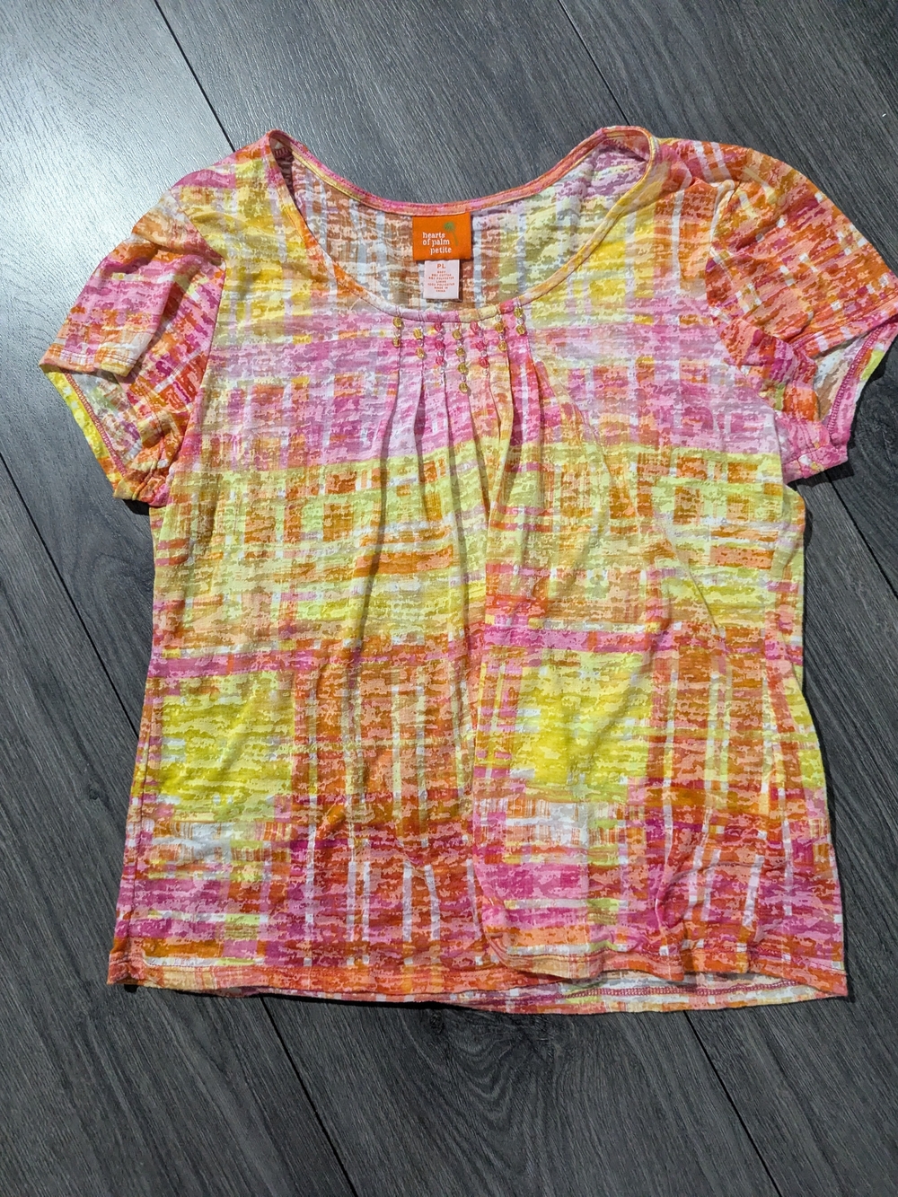 hearts of palm Sunset Color Short Sleeve Scoop Neck Top